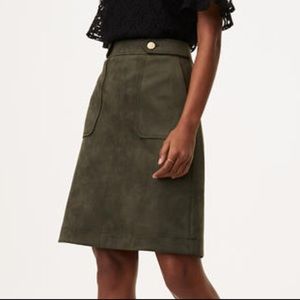 Faux Suede Button Tab Skirt
